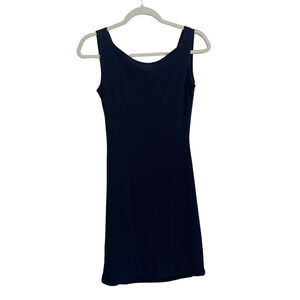 Abi Ferrin Blue Sleeveless Mini Dress Scoop Draped Back Stretch Womens Small